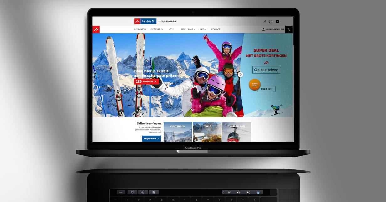 Flanders Ski website laptop mockup